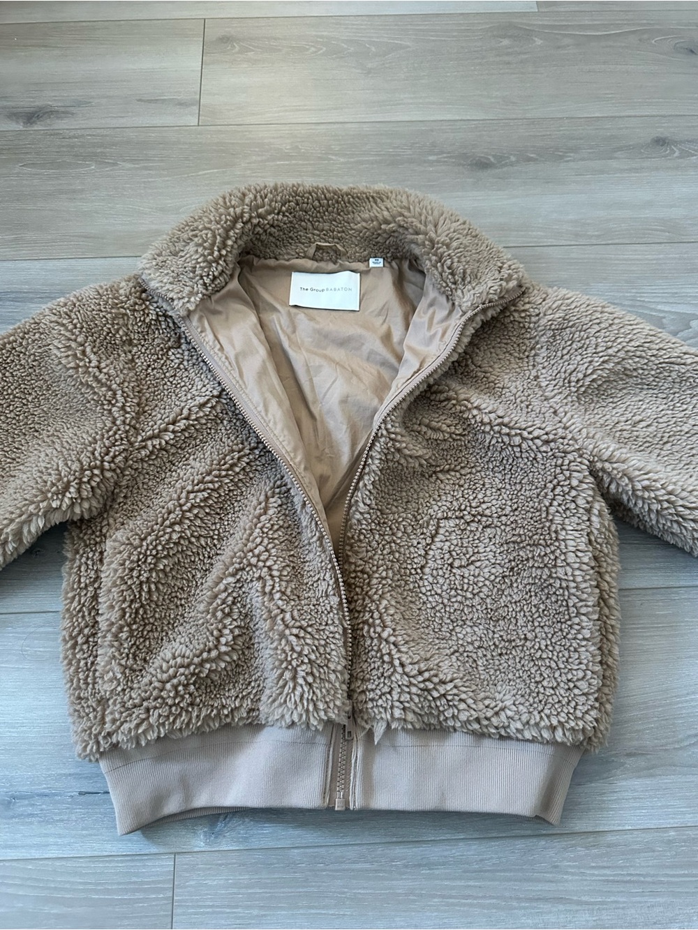 Women Aritzia Cozy Teddy Zip Jacket - Taupe XS like new